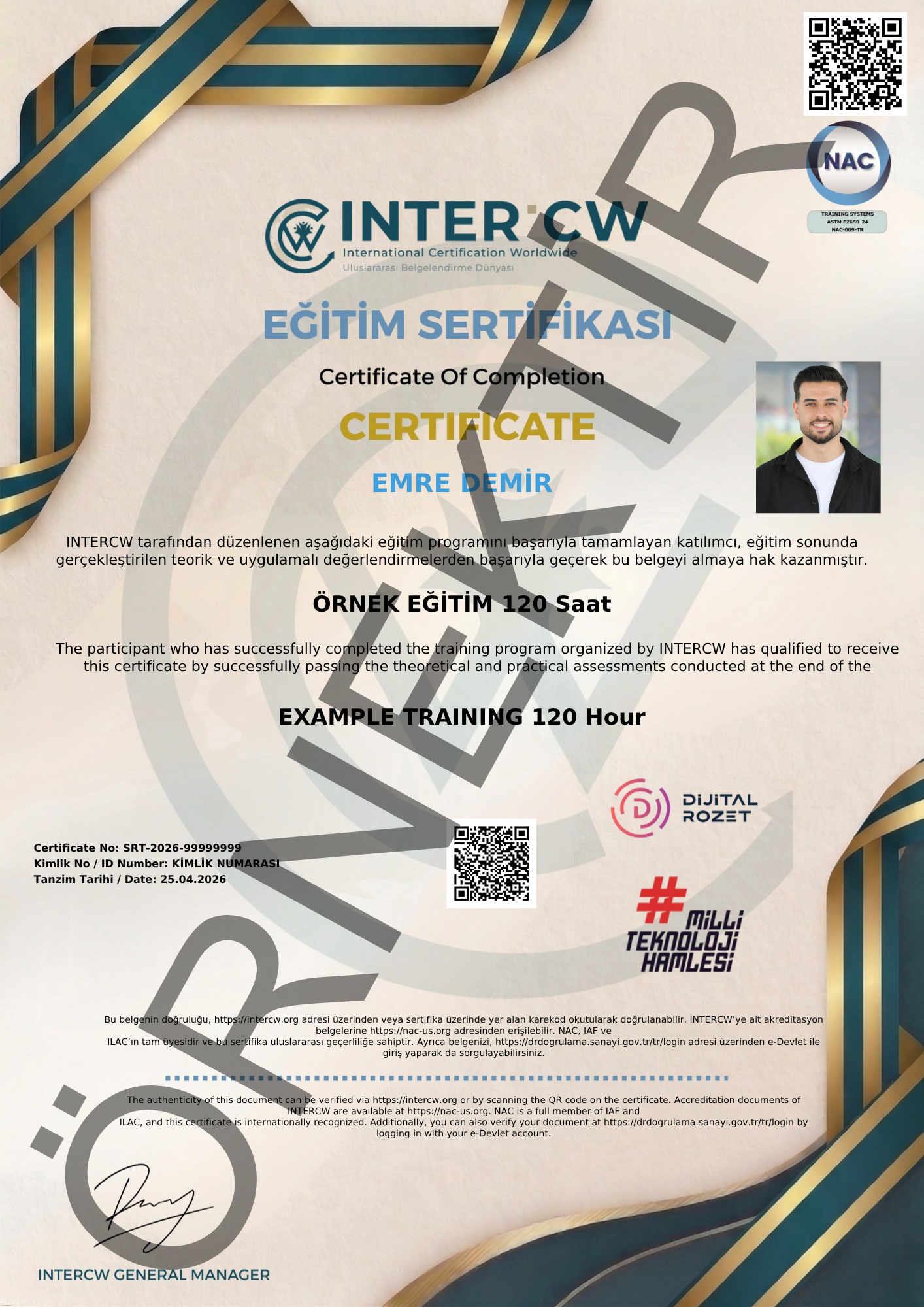 INTERCW Uluslararası Geçerli Sertifika